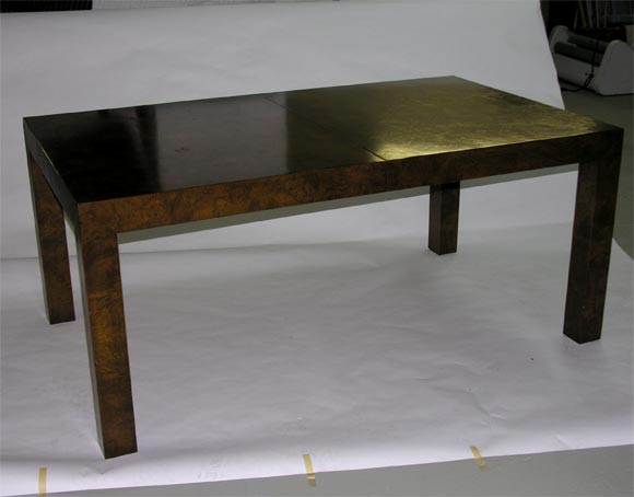 Olive Ash Burl Parsons Dining Table by Milo Baughman