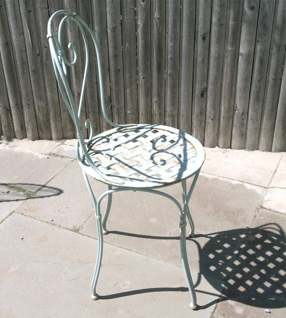 Four French Iron Cafe Chairs In Good Condition In Wainscott, NY