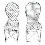 Antique French Wire Unusual Garden Side Chairs