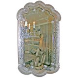 Beautifully Etched and Beveled Venetian Mirror