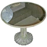 French green painted round mirror top occasional table