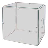 Large glass table w/chrome hardware by Gerald McCabe
