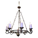 Antique FRENCH WROUGHT IRON CHANDELIER WITH 8 LIGHTS