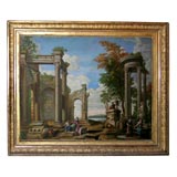 19 Century Italianate Painting in Gilt Wood Frame