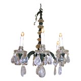 Patinated Bronze  and Crystal Six Light Chandelier