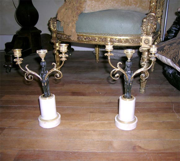Pair Three Light Directoire Candelabra