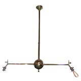 Antique 2 light brass gas and electric hanging fixture