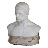 Antique marble bust on marble base