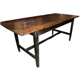 Antique Pine Farmhouse Table with Painted Base.