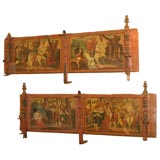 Antique Pr. of Eastern European painted & iron mounted gypsy cart panels