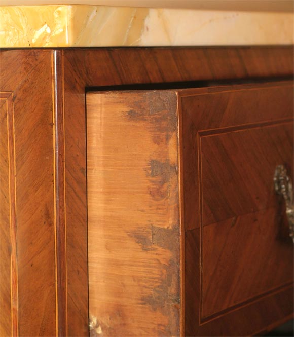 Italian marquetry commode with sienna marble top For Sale 2