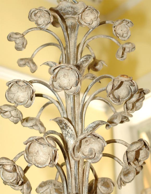 Iron WHIMSICAL  FLORAL  CHANDELIER For Sale