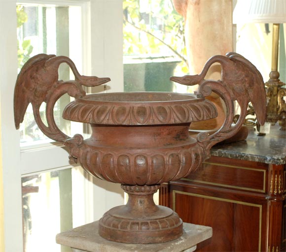 French Pair of Large 19th Century Iron Urns For Sale