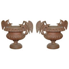 Pair of Large 19th Century Iron Urns