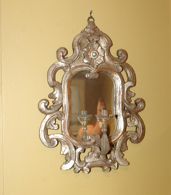 Silver Leaf Mirror with candle holder