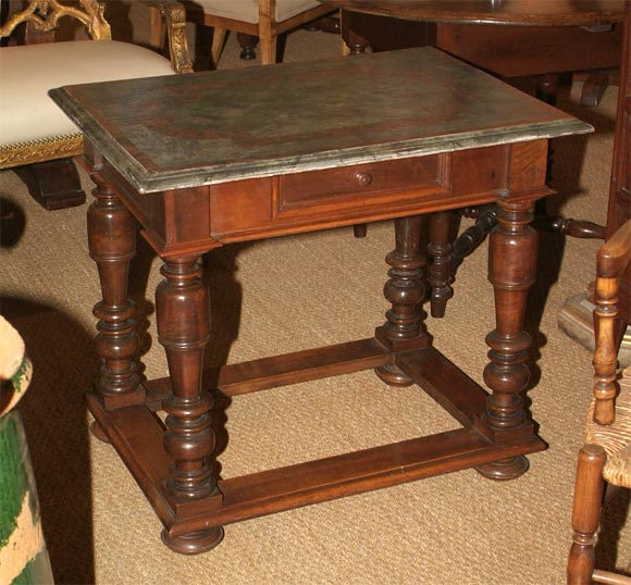 Rare Country Louis XIV Walnut Table w/ Painted top. ref# MSPV50a