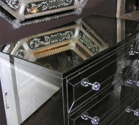 Glass Louis XVI Style Mirrored Dresser