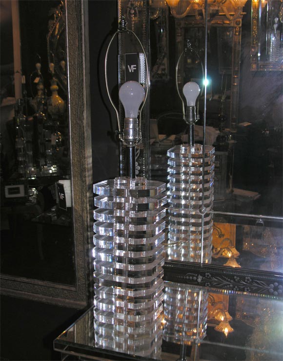 Pair of 1970's Lucite Lamps