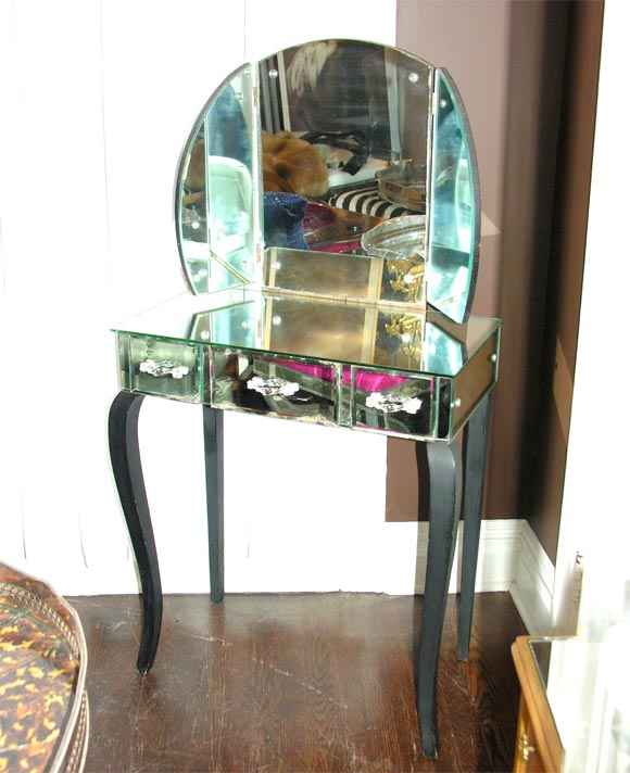 1940's Mirrored Vanity With Tryptic Mirror