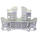 Vintage Bamboo Dining Table and Six Arm Chairs