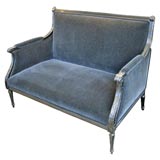 A Louis XVI Mohair Upholstered Settee from Perino's Los Angeles