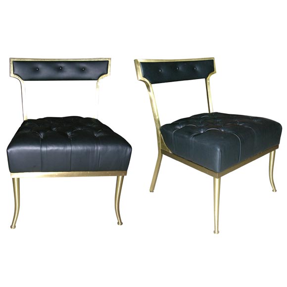 Pair of Bronze Vanity Chairs by Billy Haines For Sale