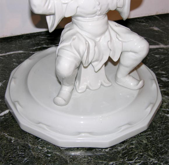 Large pair of Portuguese  porcelain two-tierd sweetmeat baskets For Sale 4