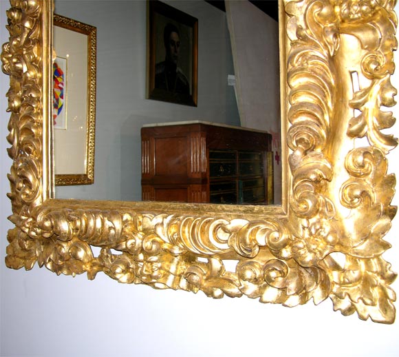 Wood Italian Baroque Style  19thC. Mirror with 