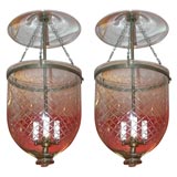 Antique Pair of 19th Century Anglo Indian Bell Jar Lanterns