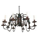 Antique Painted Wood and Iron Chandelier