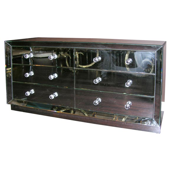 Beveled Front 6-Drawer Mirrored Dresser