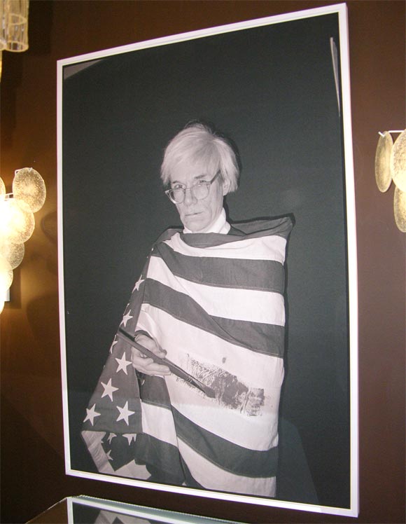 Andy In Flag, 1983. Unique digital dye-transfer print from 35mm negative printed to archival standards for Grimaldi Forum, Monaco exhibit Super Warhol, 2004.