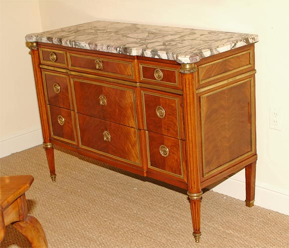 Period Louis XVI Burl Mahogany Commode
