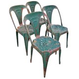 Set of 4 French Metal Cafe Chairs