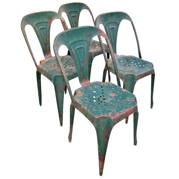 Set of 4 French Metal Cafe Chairs at 1stDibs french metal chairs
