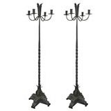 Pair of Baroque style wrought iron torchere