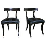 Pair of Black Lacquered Klismos Chairs