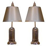 Pair of 1930's Nickel Plated Art Deco Lamps