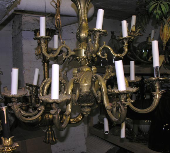 Two tiered bronze chandelier