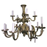 Two tiered bronze chandelier