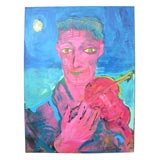 Acrylic On Wood "The Violinist" by Ivan Jenson