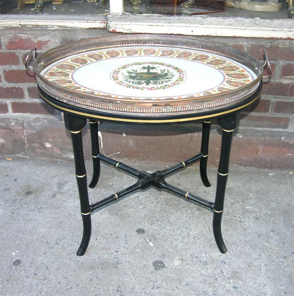 Antique Tole tray on later Base