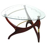An Italian Etched Glass  Occasional Table w/Mahogany base.