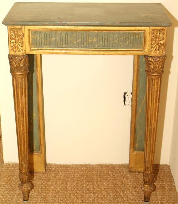 19th Century Italian Neoclassical Style Faux Painted and Parcel Gilt Consoles