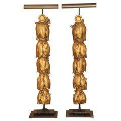 Pair of 19th C. Gilt Fragments Converted into Library Lights