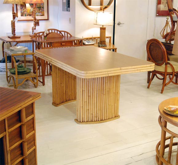 Fine & Rare Column Base Rattan Dining Table