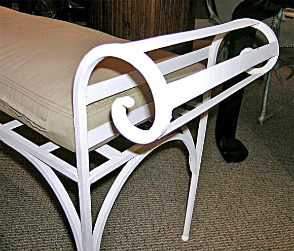 American Scroll Arm Iron Bench For Sale