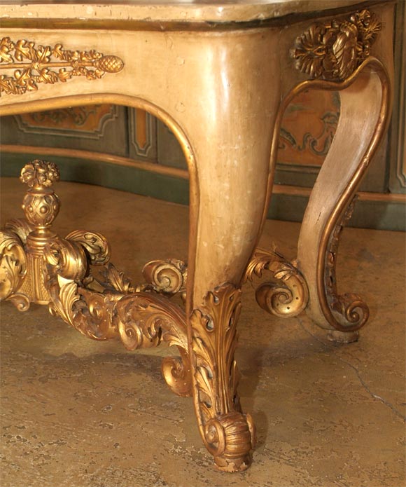 19th Century Painted Gold Gilt Italian Center Table 1
