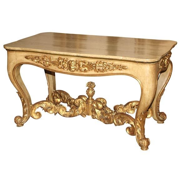 19th Century Painted Gold Gilt Italian Center Table