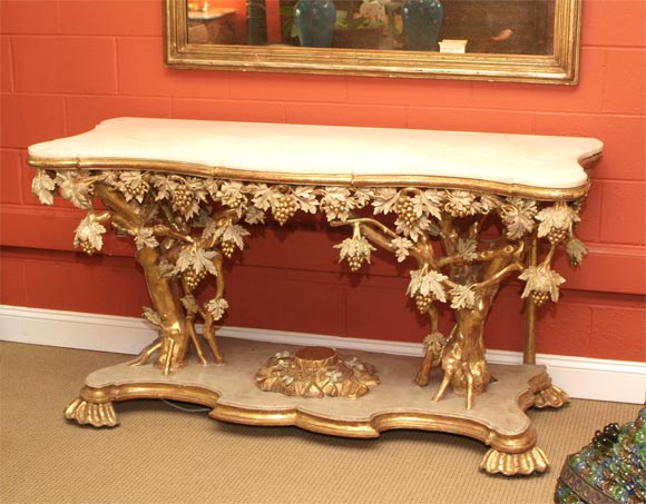 Italian Rococo Style Marble-Top 'Grapevine' Console Table